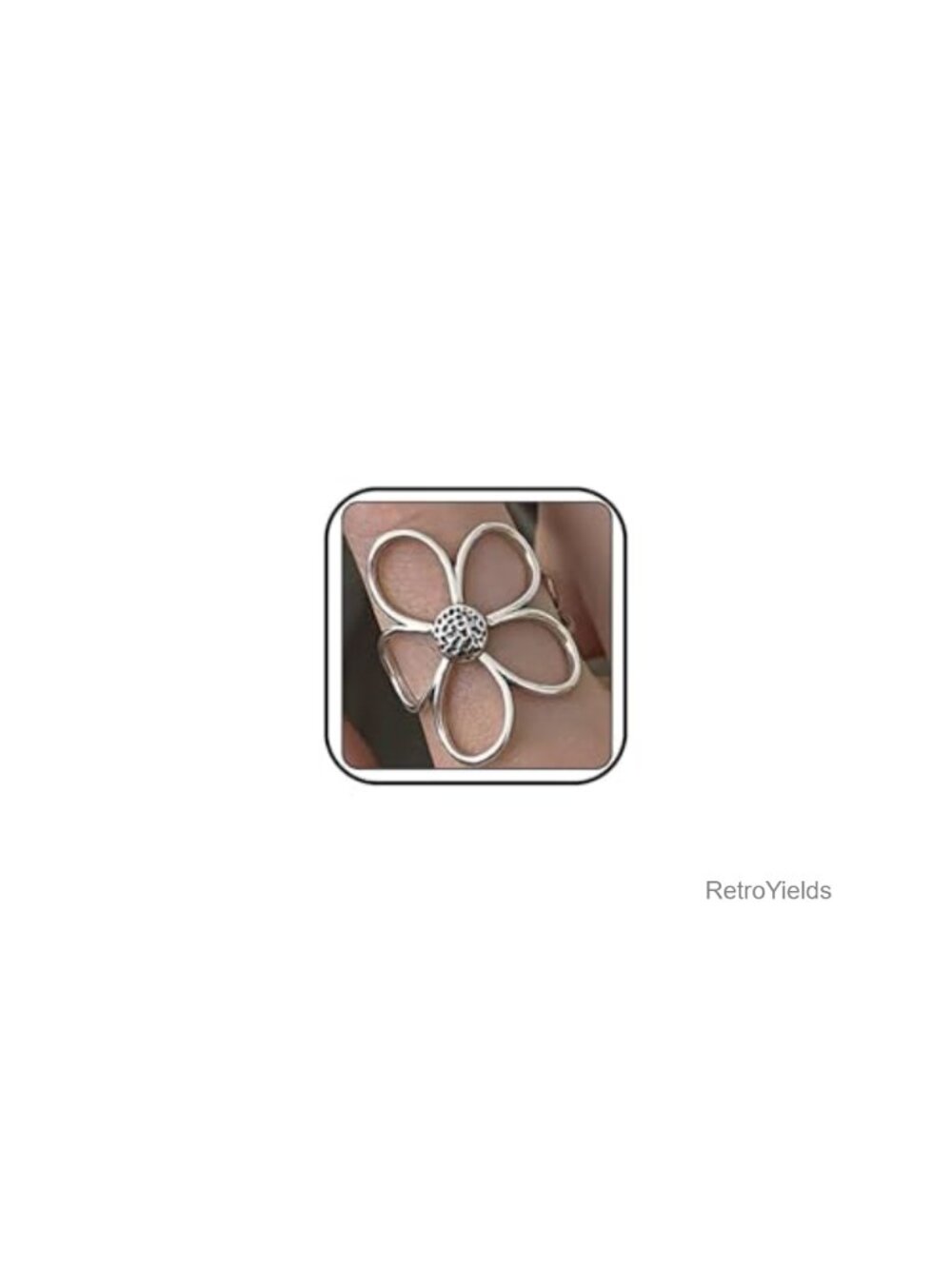 Daisy Flower Ring Adjustable Chunky Thumb Statement Jewelry for Women
